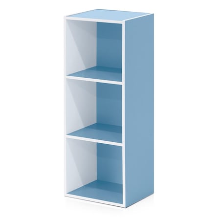Furinno Furinno 11003WH-LBL 3-Tier Open Shelf Bookcase; White & Light Blue 11003WH/LBL